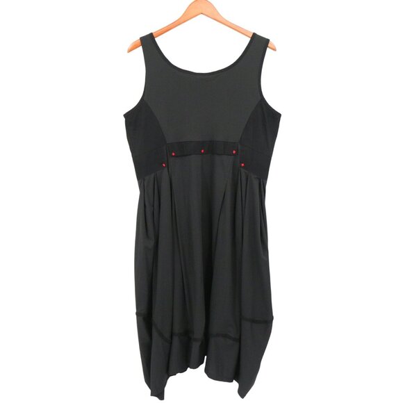 ADC Lagenlook Art to Wear Mixed Media 2 Pc Lantern Dress Jacket Set Black 12 14 - Picture 10 of 10